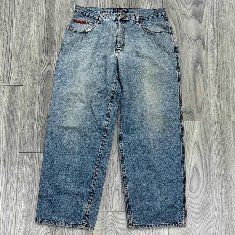 Vintage US Polo Assn Baggy Carpenter Jeans Light Wash 36x30 Y2K